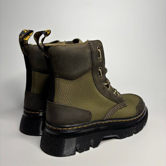 Dr. Martens Tarik TG Waxed Leather & Nylon Utility Boots in DMS Olive - Picture 4 of 10